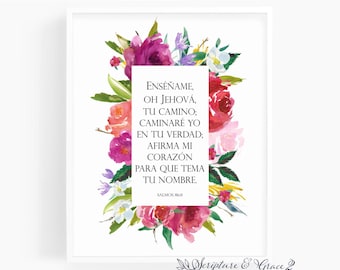Salmos 86:11 Cartel Cristiano, Spanische Bibelverse Wandkunst, Versículo Bíblico Printable, Arte Bíblico Floral DIGITAL DOWNLOAD