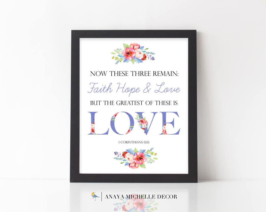 1 Corinthians 13:13 Bible Verse Printable | Faith Hope Love | Christian ...