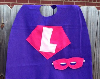 Superhelden Umhang Filzmaske Set Buchstabe Initial Blitz für Kinder