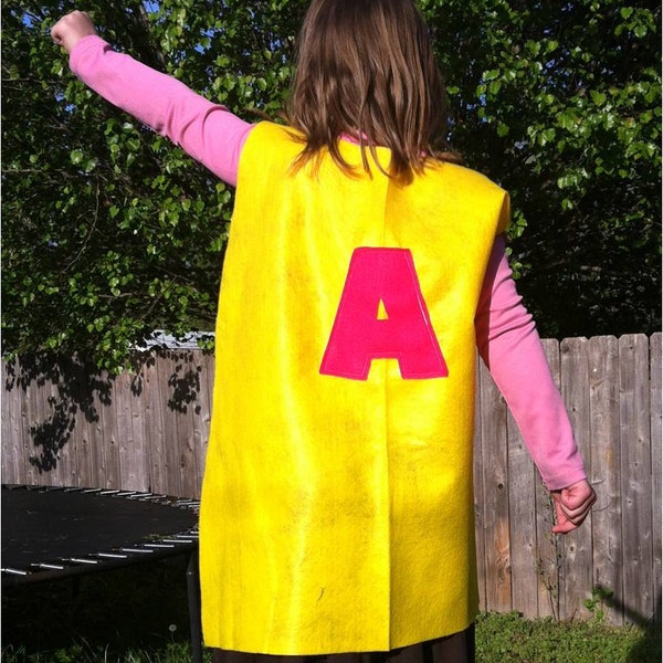 Custom felt superhero cape letter initial children's