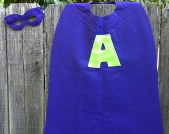 Custom felt superhero cape and mask letter initial children's