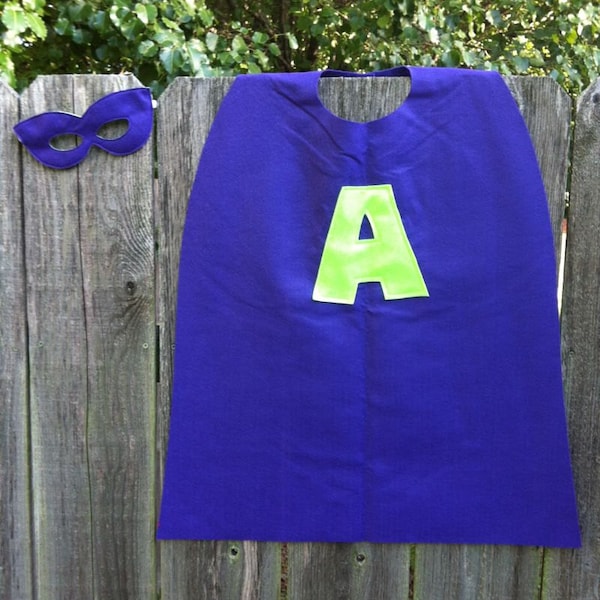 Custom felt superhero cape and mask letter initial children's