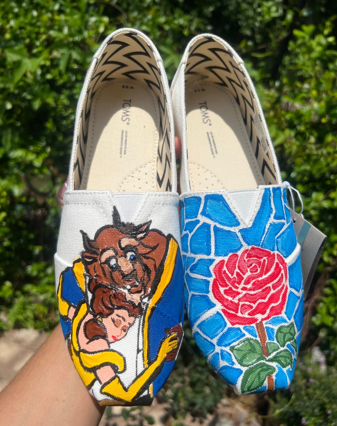 Disney Beauty and the Beast Shoes Hand Painted Disney Shoes Women's Kids Toddler Belle Shoes