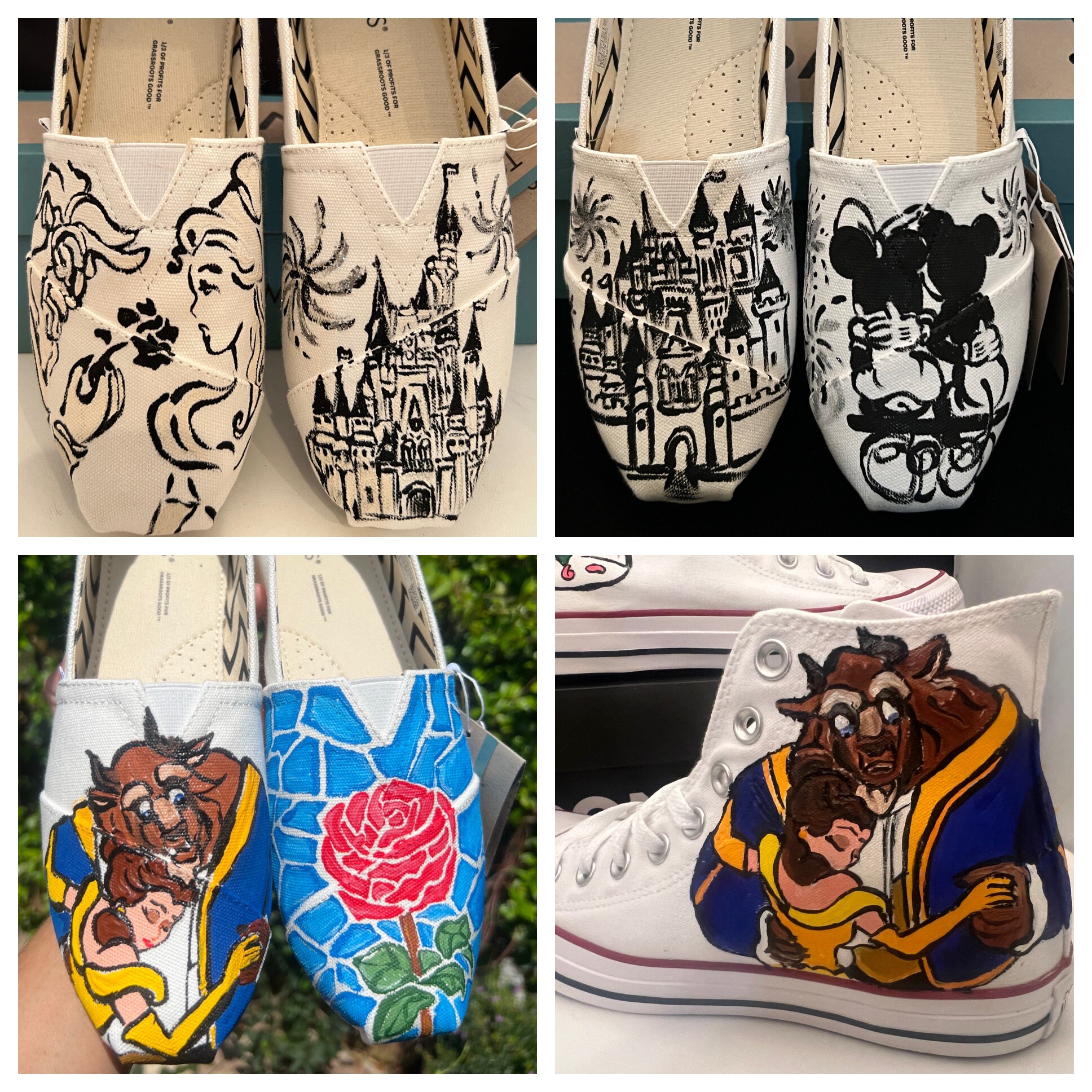 Beauty and the beast painted shoes best sale