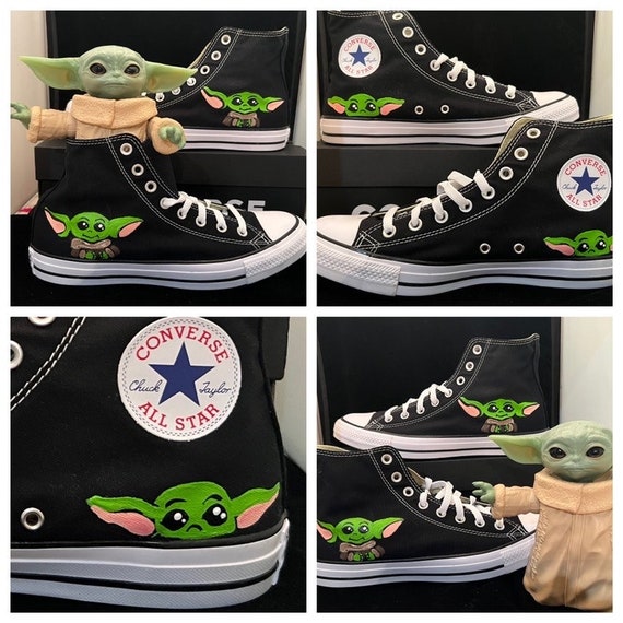 Star Wars Baby Yoda Shoes Hand Painted Shoes Custom Hand Etsy