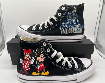 Disney Mickey and Minnie Shoes Cinderella Castle shoes Mickey Minnie Castle Shoes Disney Mickey Balloon shoes Hand Painted Mickey shoes