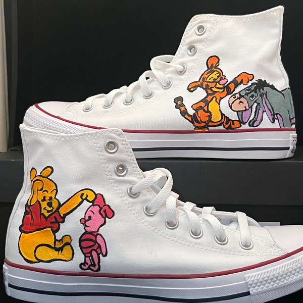 Disney Winnie the Pooh shoes Hand Painted Disney shoes Tigger Shoes Eeyore Piglet Shoes Women's Kids toddler pooh shoes Tigger shoes