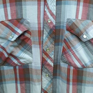 1970s men's shirt vintage seventies plaid flannel button snap cowboy shirt image 2