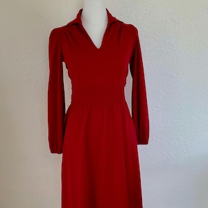 vintage seventies collared dress vintage 1970s disco red dress vintage 70s long sleeve collared maroon red polyester women&#39;s dress