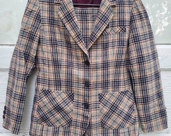 Pendleton women's vintage plaid wool skirt and blazer jacket set suit