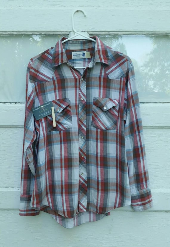 1970s men's shirt vintage seventies plaid flannel… - image 5