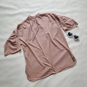 vintage Shirt Street women&#39;s tan boho style tunic shirt top
