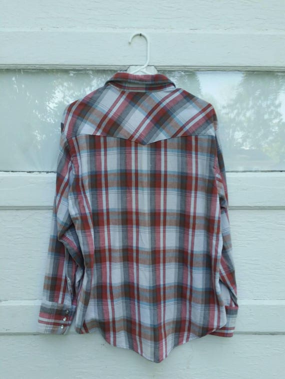 1970s men's shirt vintage seventies plaid flannel… - image 4