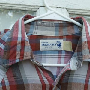 1970s men's shirt vintage seventies plaid flannel button snap cowboy shirt image 3