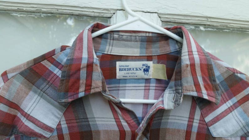 1970s men's shirt vintage seventies plaid flannel button snap cowboy shirt image 3