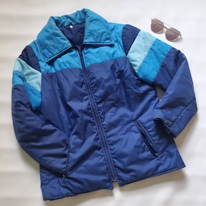 vintage winter ski jacket puffy collared seventies coat