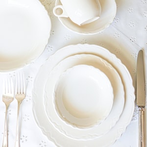 Scio Pottery White Ranson Ransom One Place Setting 6 pieces Ironstone  - Farmhouse Vintage China