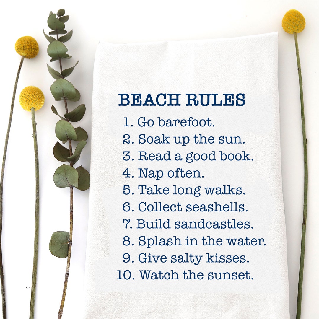 Simple Beach Rules Beach Rules - Tea Towel - Etsy