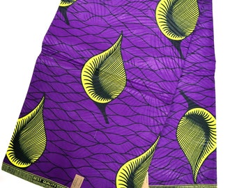 Purple & Gold Ankara Fabric 100% Cotton (6 Yards)