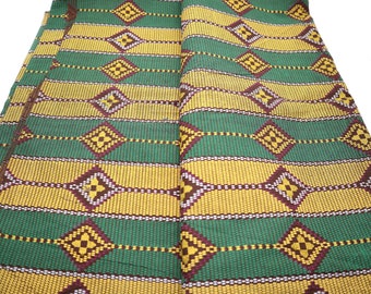 Green & Gold Ankara Fabric 100% Cotton (6 Yards)