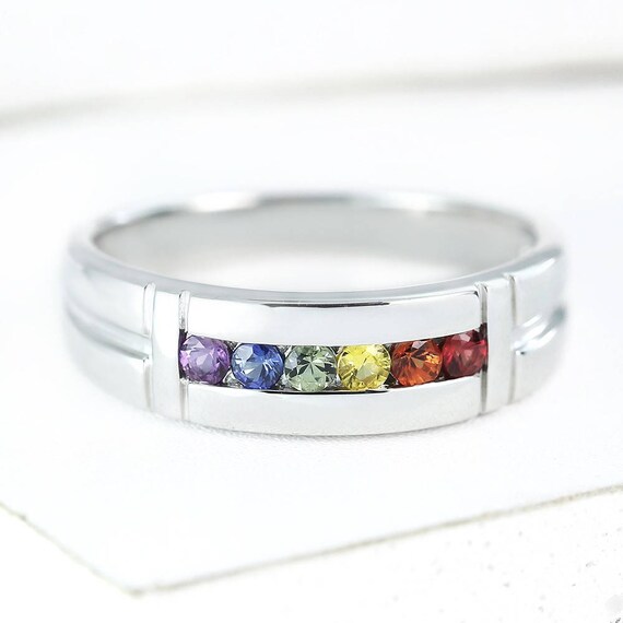 LGBT Pride Ring Engagement Wedding Band Sterling Silver Etsy