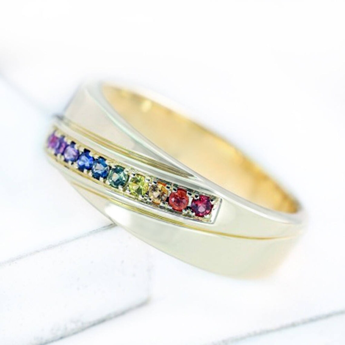 Gay Mens Engagement Ring Wedding Band 14K Yellow or Rose Gold Etsy