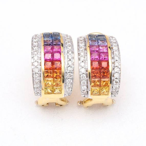 ARIANNA Lesbian Wifes Anniversary Earrings Rainbow Sapphire & | Etsy