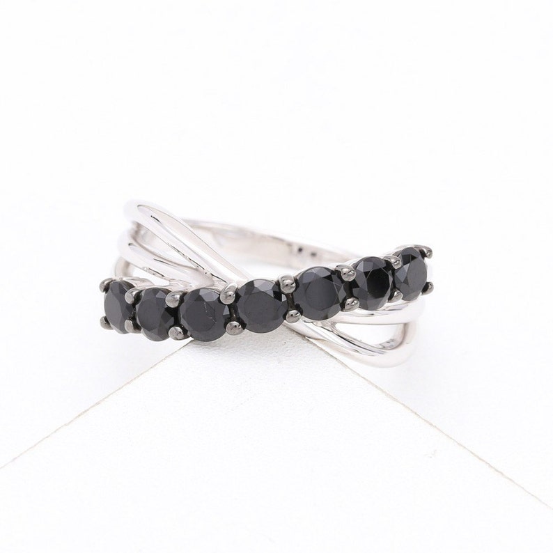 LGBT Engagement Ring Wedding Band Seattle at Night Ring in 925 Sterling Silver R2057-925-Blk Unisex Unique Natural Gemstone SKU