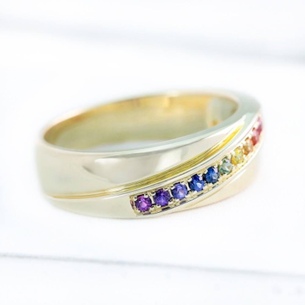 Gay Mens Engagement Ring Wedding Band 14K Yellow or Rose Gold Etsy