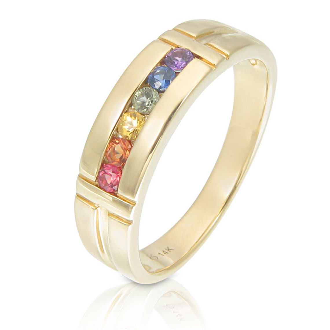 Gay Engagement Ring in 14K Gold Natural Sapphire Ring Unique Etsy