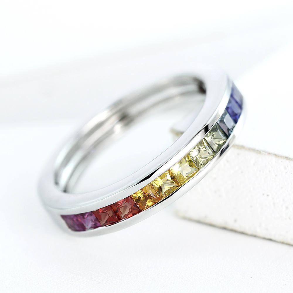Gay & Lesbian Delicate engagement ring Unisex Rainbow Etsy