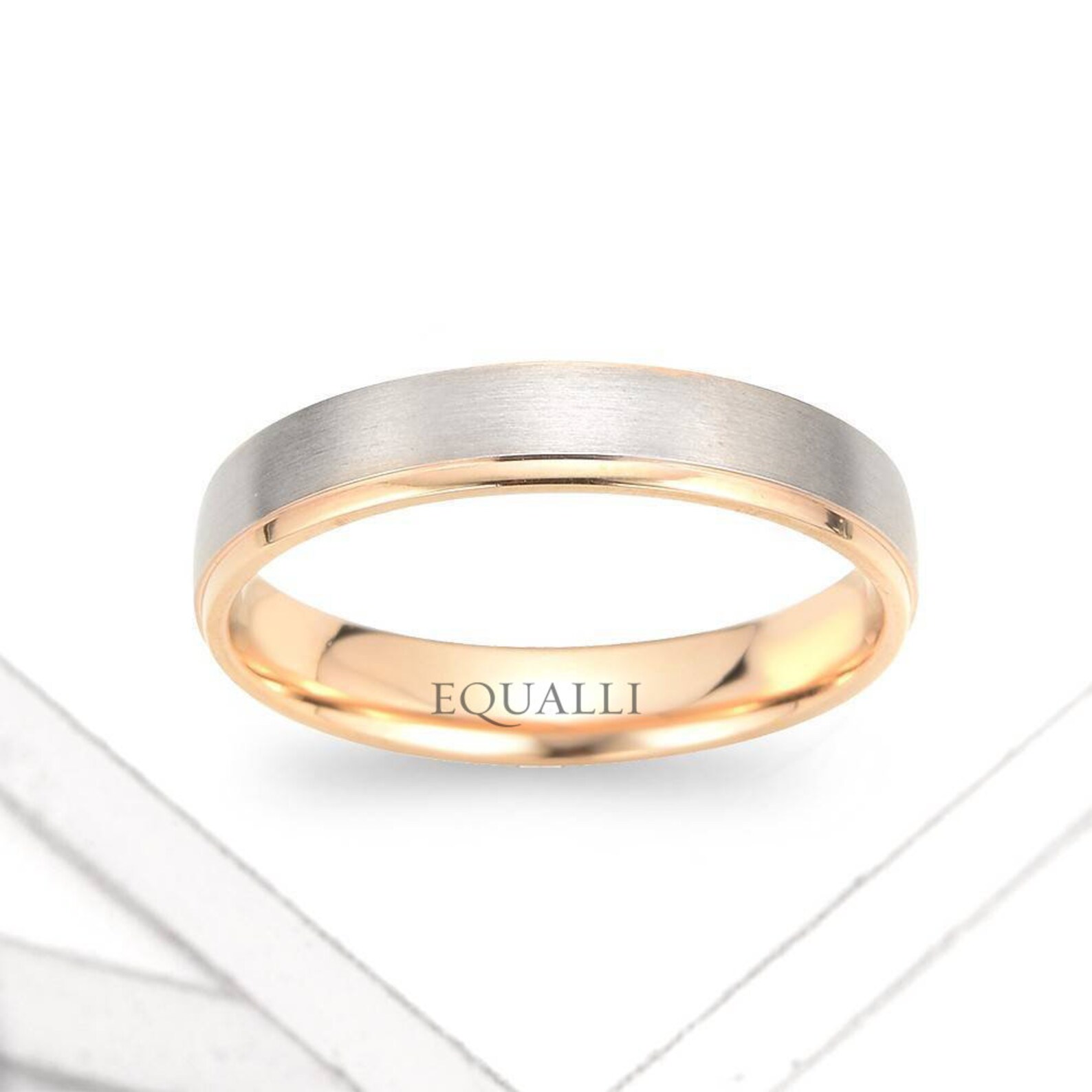 Simple Promise Ring 14K White Gold Modern ring Satin finish Etsy