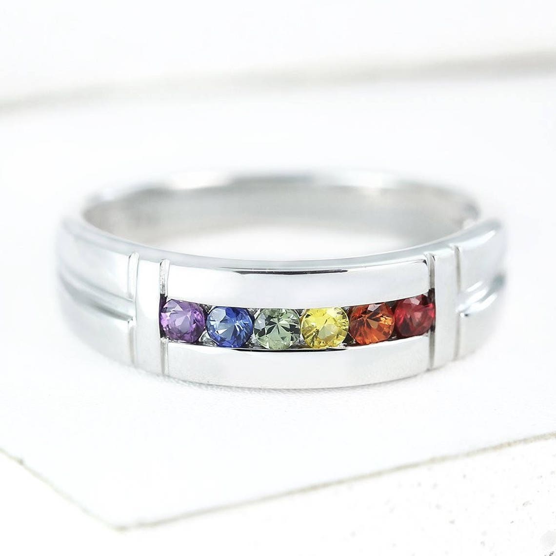 Gay Engagement Ring in 14K Gold Natural Sapphire Ring Unique Etsy