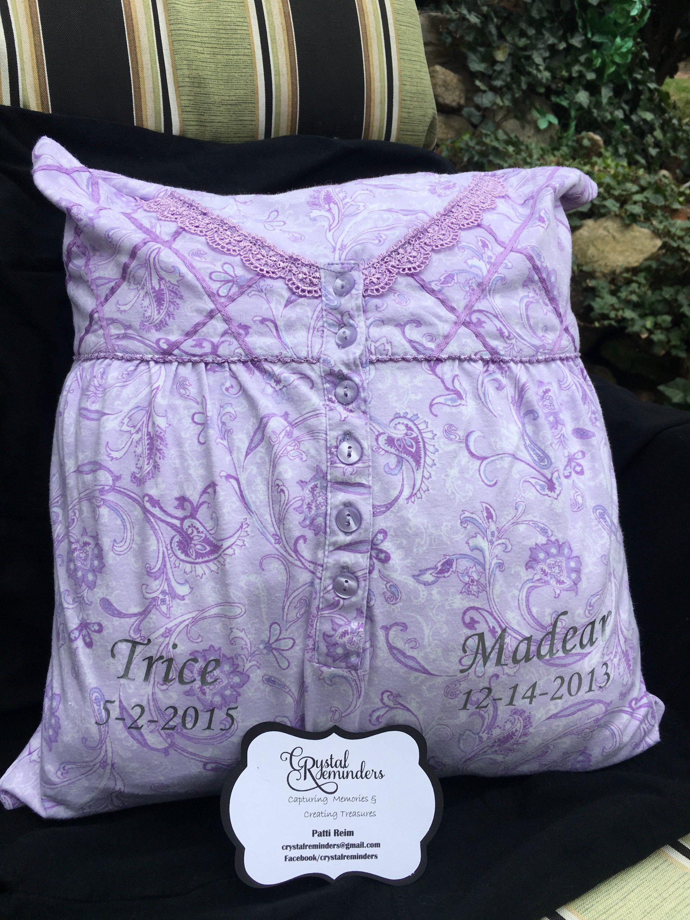 Custom Memory Pillow Made to Order from YOUR Shirt memory ...