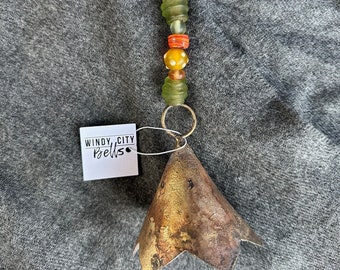 Rustic Bell with Colorful Glass Beads, Porch Chimes