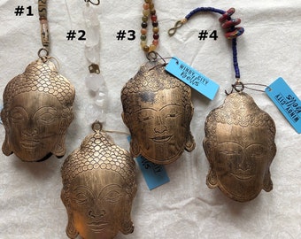 Small Buddha Bell, Multiple Styles, Gold Buddha, Vintage Millefiori Glass Nepal, Altar Bell Auspicious Spiritual, Quartz Dzi Beads Gemstones