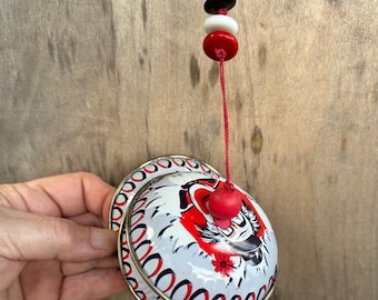 Vintage Tin Litho Chimes, Upcycled Clown Noise Maker