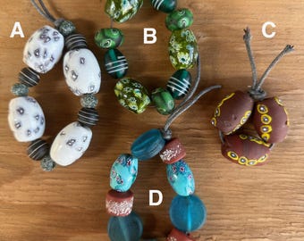 Vintage Mixed Glass Bead Lot, Millefiore Ethnic Beads From Nepal and Indonesia