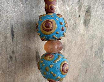 Rustic Afghan Clay Bead Bell, Zen Garden Altar Chime