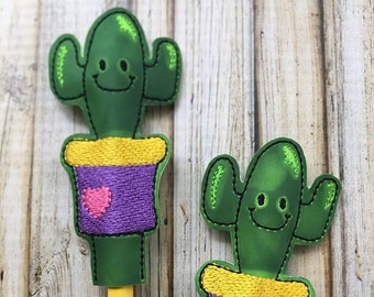 ITH Cactus Pencil Topper 4x4 et 5x7 inclus- Conception de broderie - DIGITAL Embroidery DESIGN