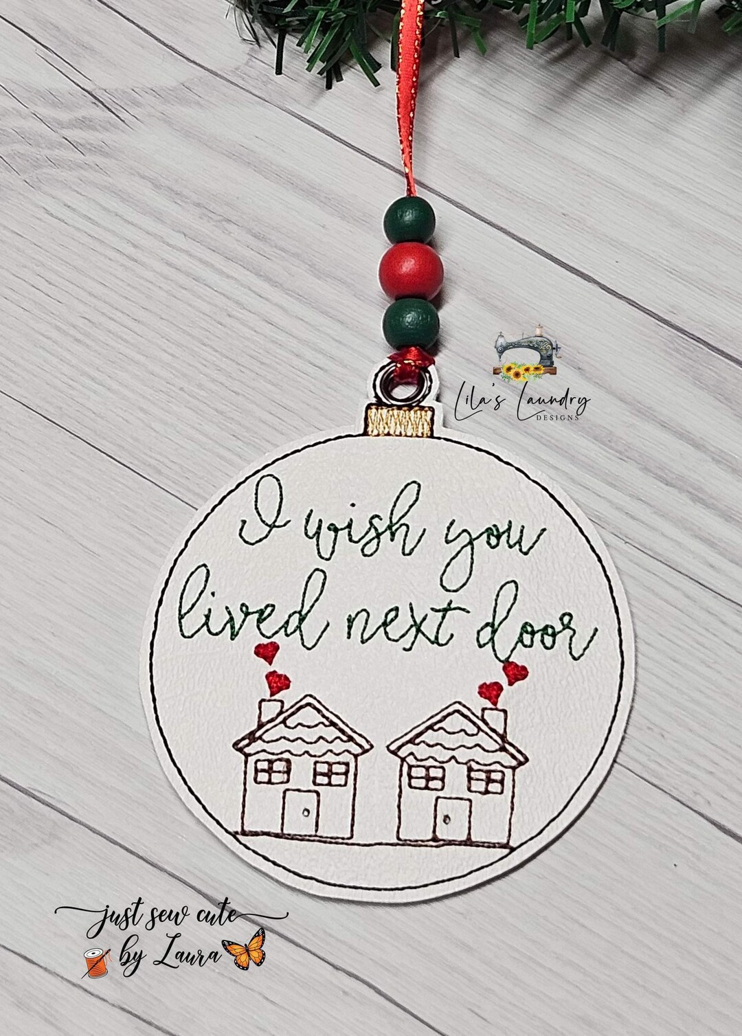 Wish You Lived Next Door Ornament Embroidery Design DIGITAL Embroidery ...