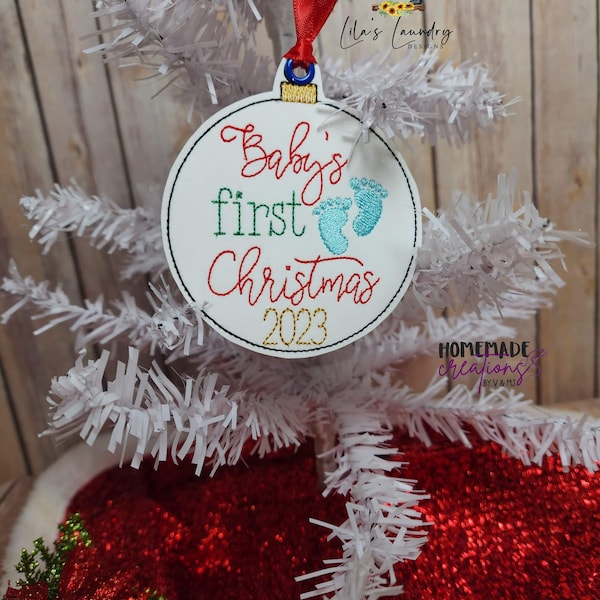 Baby's First Christmas 2023 Ornament - Embroidery Design - DIGITAL Embroidery DESIGN