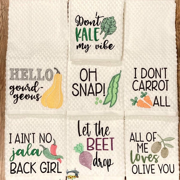 Veggie Sketch Bundle - Set of 7 designs - 4 sizes included - DIGITAL Embroidery DESIGN