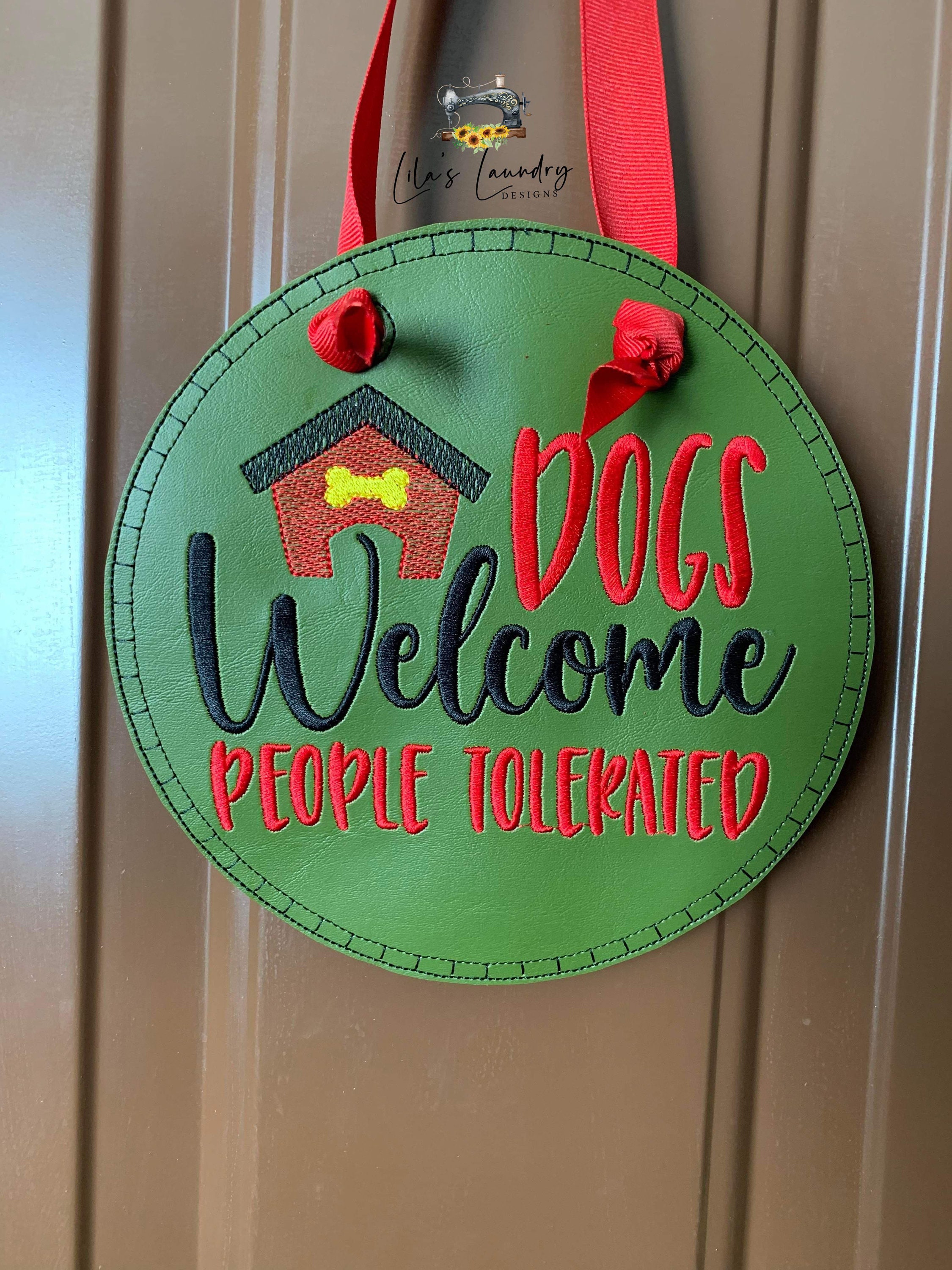 People Tolerated Door Hanger 3 Sizes Included Embroidery - Etsy