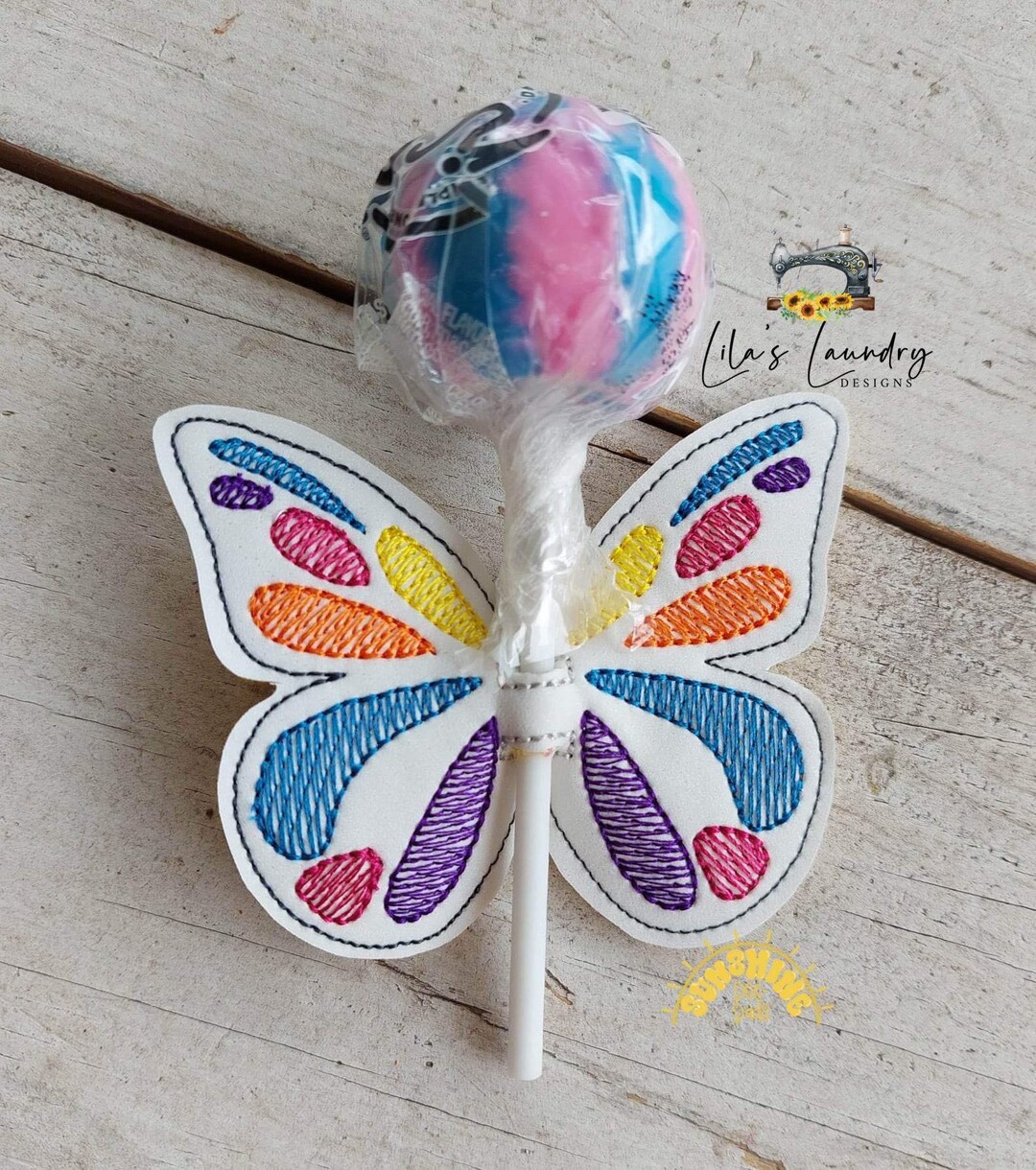 Butterfly Sucker Holder - 4x4 and 5x7 Included- Embroidery Design ...
