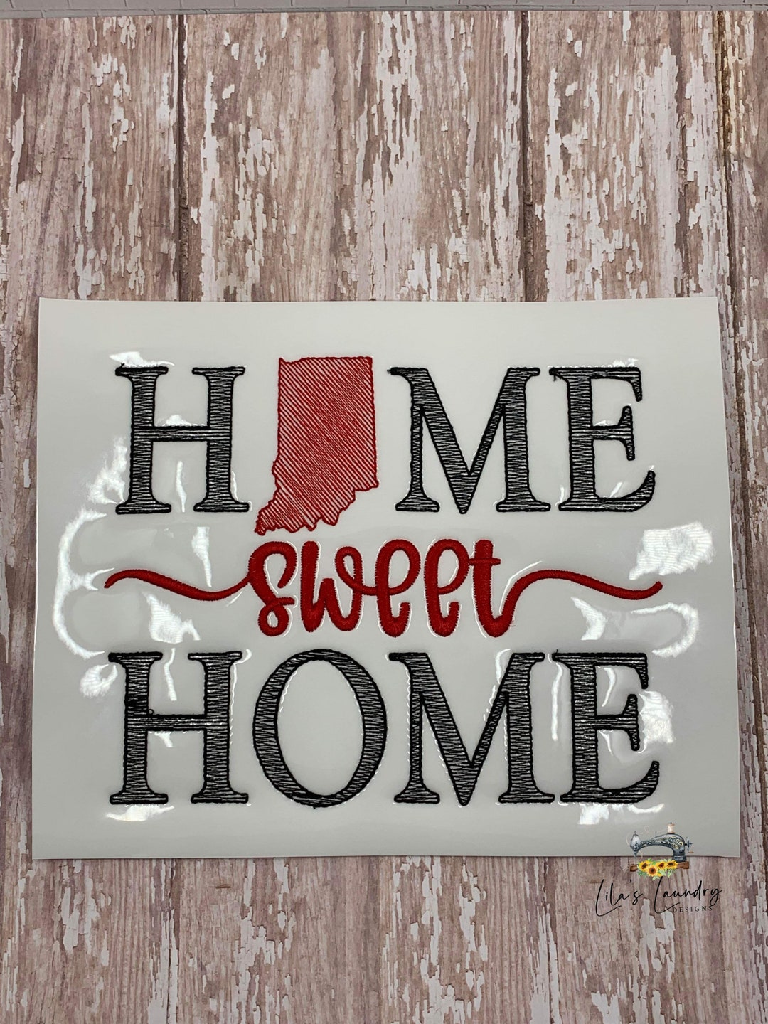 Home Sweet Home Indiana 4 Sizes Included Embroidery Design Etsy