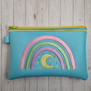 Boho Rainbow Moon Lined Top Reißverschlusstasche - 3 Größen - DIGITAL Embroidery DESIGN
