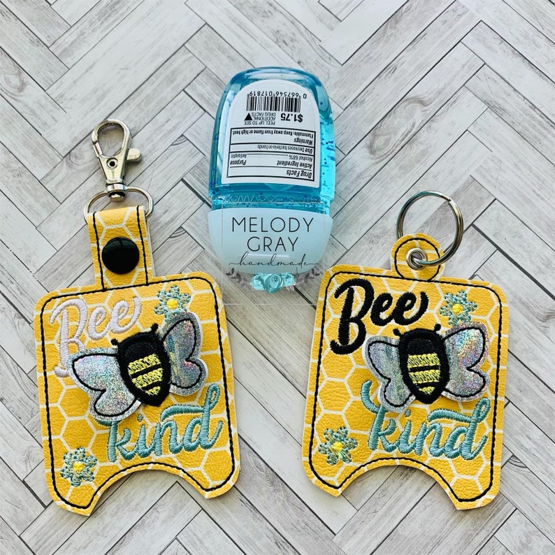 3D Bee Kind Sanitizer Holders Snap Tab & Eyelet Fob 4x4 and Etsy