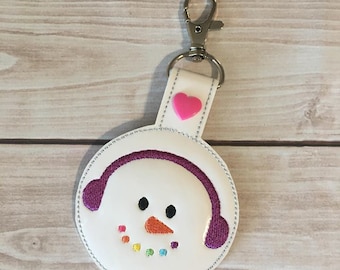 ITH Cute Snowman Snap Tab 4x4 and 5x7 included- Embroidery Design - DIGITAL Embroidery DESIGN