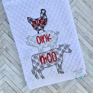 Cluck Oink Moo - 3 sizes included- Embroidery Design - DIGITAL Embroidery DESIGN